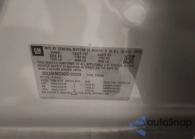 3GCUKREC8GG122033: 43923592