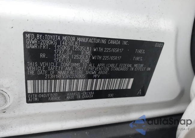 2T3H1RFV3PC226905: 43923615