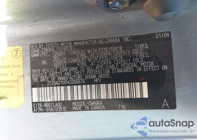 2T2GA31U04C006676: 43923744