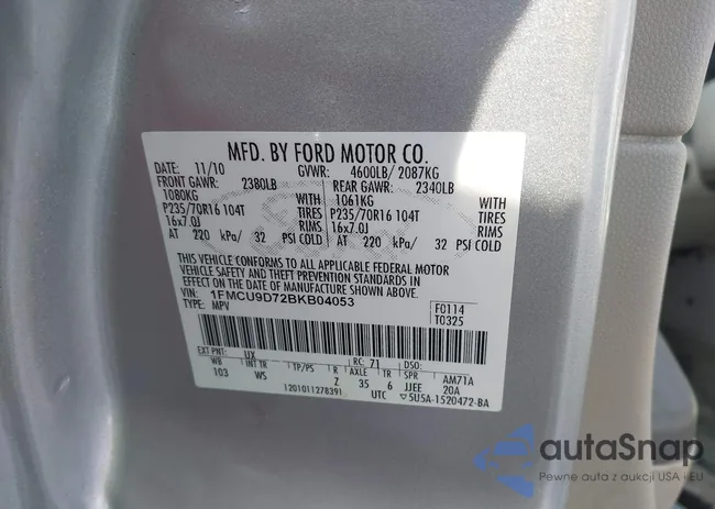 1FMCU9D72BKB04053: 43923745