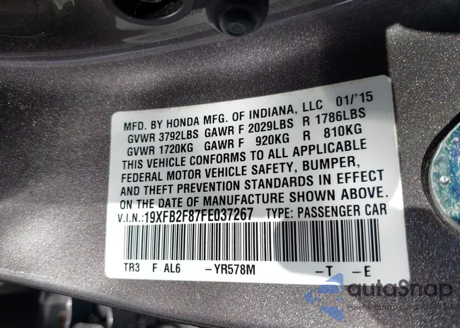 19XFB2F87FE037267: 43924790