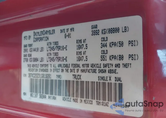 3B7KC23Z31G819281: 43924809