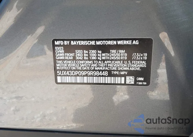 5UX43DP09P9R98448: 43924892