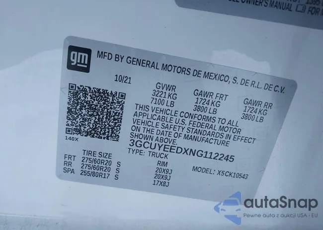 3GCUYEEDXNG112245: 43925057