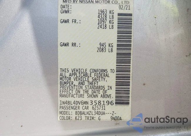 1N4BL4DV6MN358196: 43925114