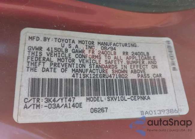 4T1SK12E6RU471802: 43925151