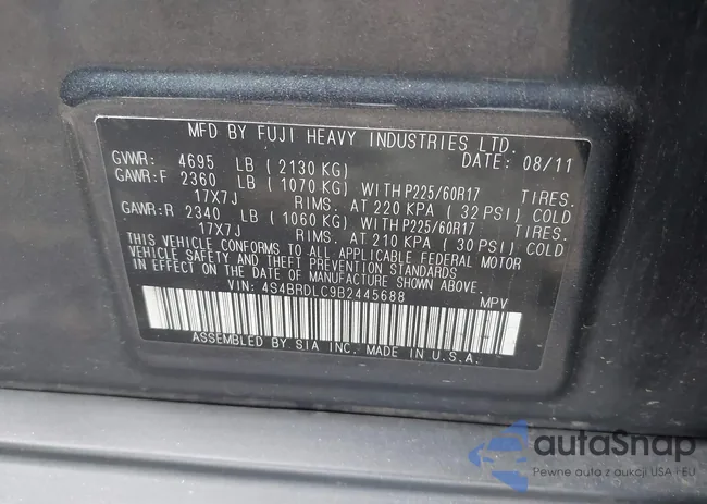 4S4BRDLC9B2445688: 43925161