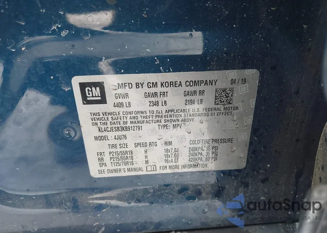 KL4CJESB3KB912791: 43925231