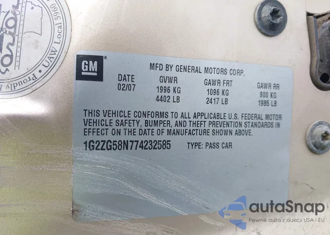 1G2ZG58N774232585: 43925253