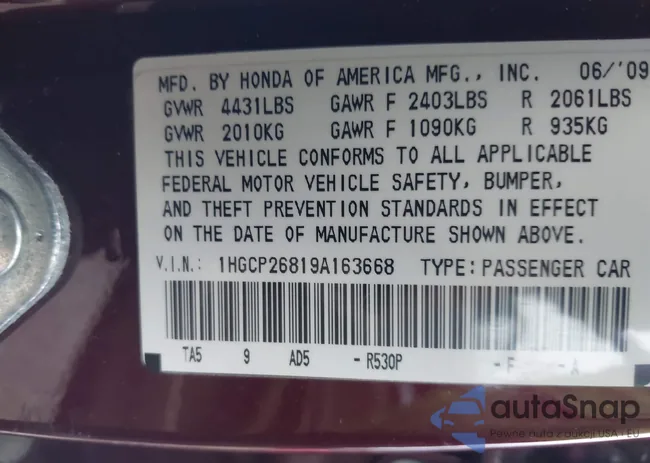 1HGCP26819A163668: 43925265