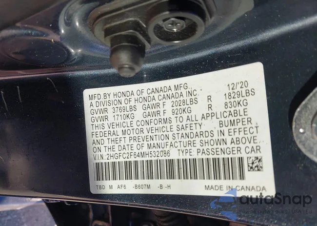 2HGFC2F64MH532086: 43925310