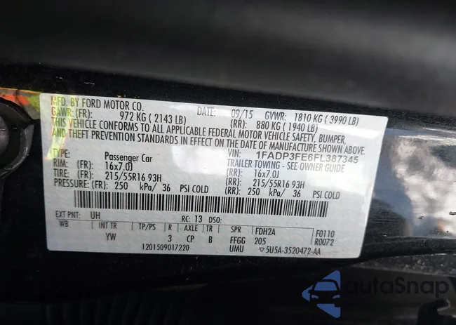 1FADP3FE6FL387345: 43924482