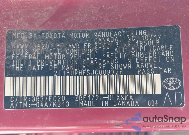 2T1BURHE5JC008328: 43924554