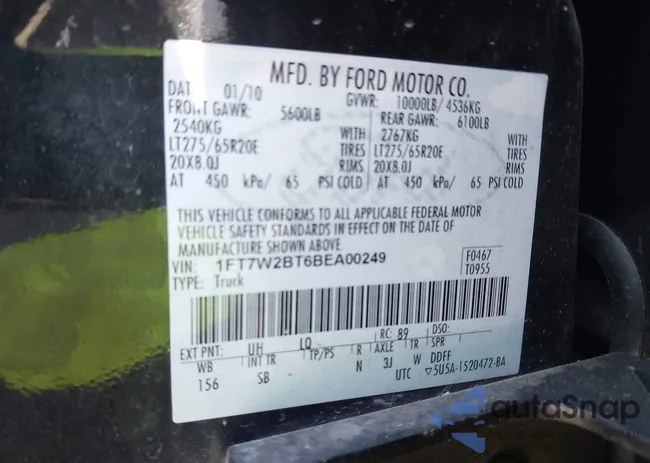 1FT7W2BT6BEA00249: 43924678