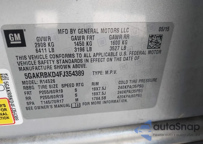 5GAKRBKD4FJ354389: 43924684