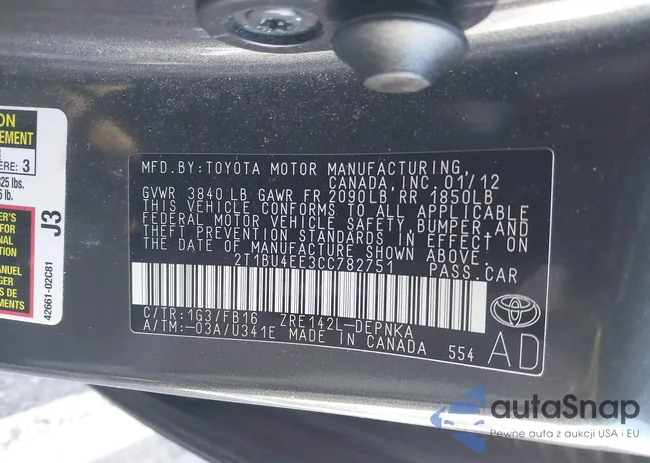 2T1BU4EE3CC782751: 43924751