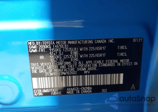 2T3W1RFV2MW162602: 43925779