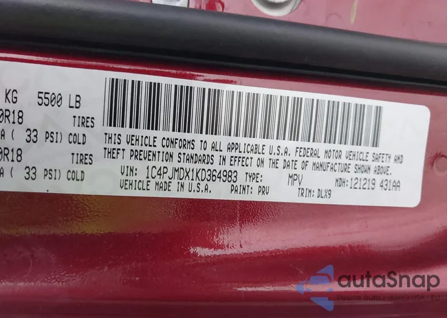 1C4PJMDX1KD364983: 43925843