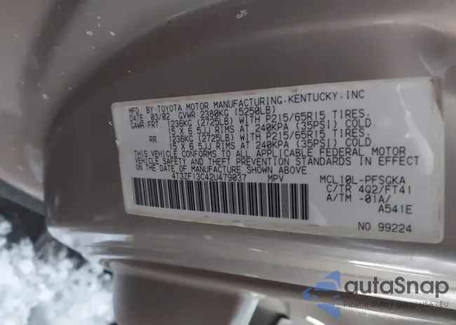 4T3ZF13C42U479037: 43925987