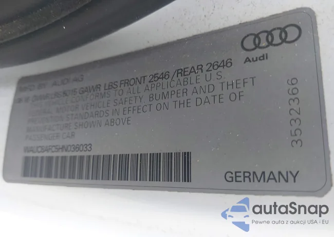 WAUC8AFC5HN036033: 43926010