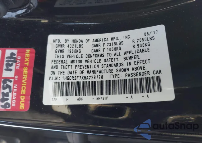 1HGCR2F7XHA229778: 43926140