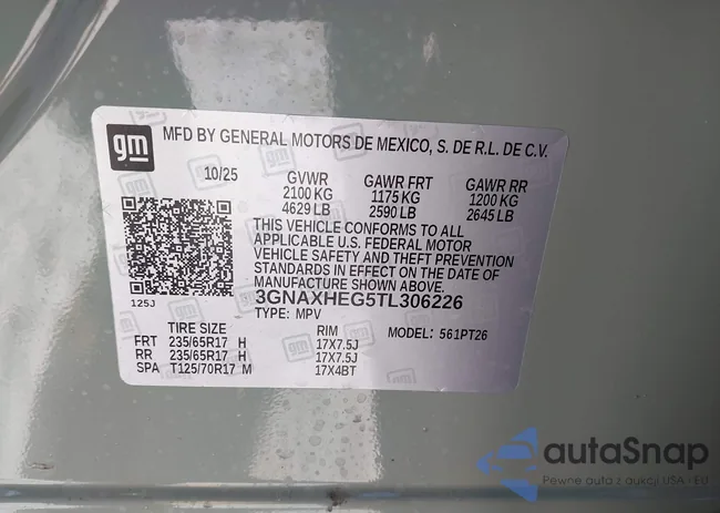 3GNAXHEG5TL306226: 43925395