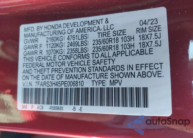 7FARS3H45PE006810: 43925436