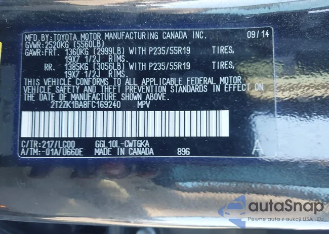 2T2ZK1BA8FC169240: 43925454