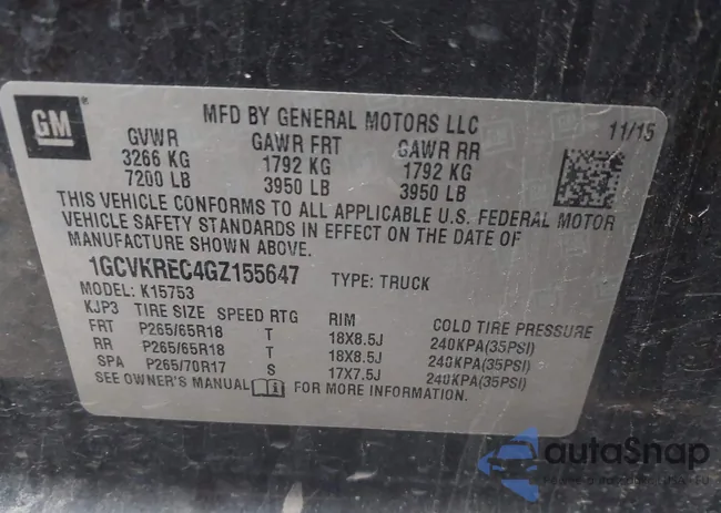 1GCVKREC4GZ155647: 43925599