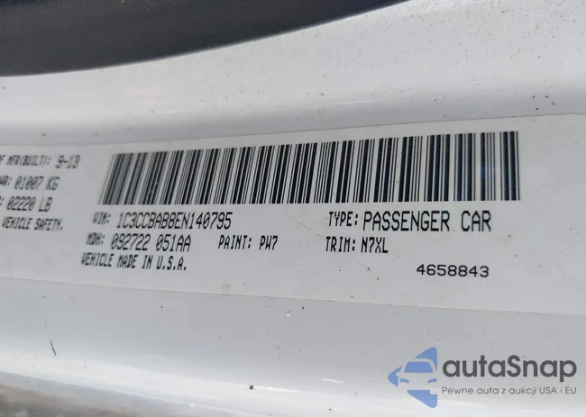 1C3CCBAB8EN140795: 43925626