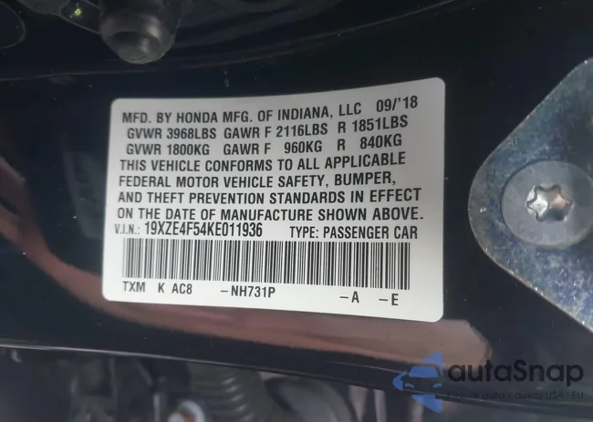 19XZE4F54KE011936: 43925733