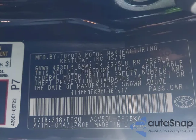 4T1BF1FK8FU961447: 43926773