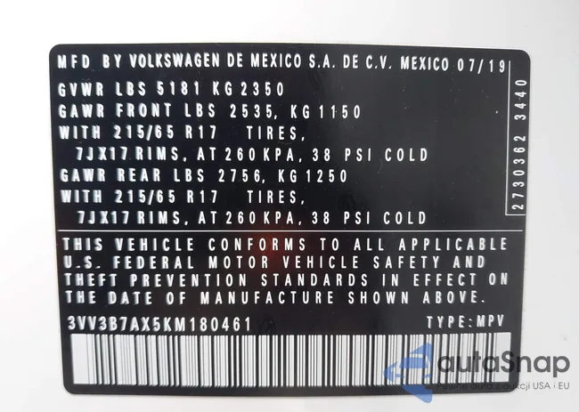 3VV3B7AX5KM180461: 43926796