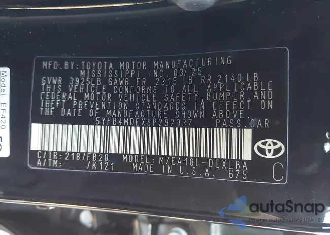 5YFB4MDEXSP292937: 43926840