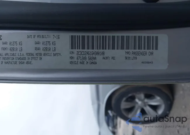 2C3CDZAG1GH300108: 43926943