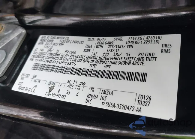 1FMCU9GX5FUB15375: 43927186