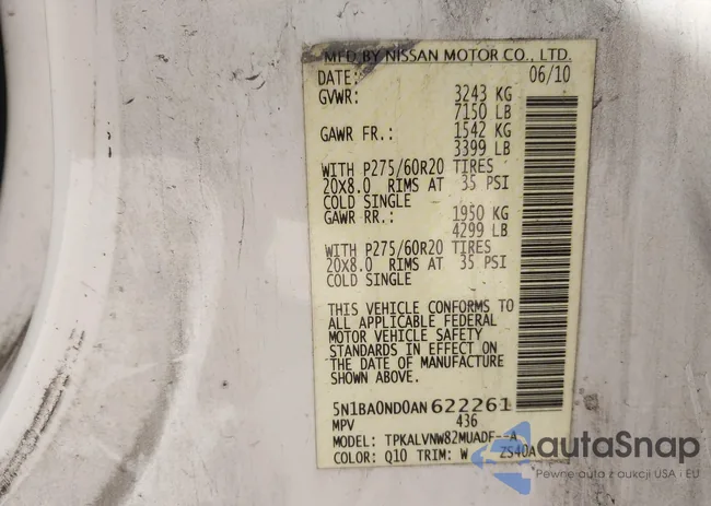 5N1BA0ND0AN622261: 43927267