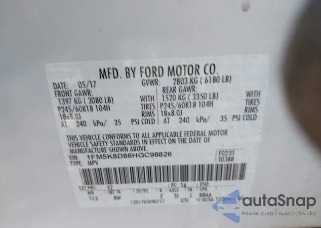 1FM5K8D86HGC98826: 43926405