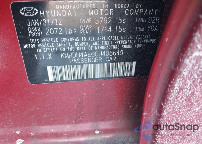 KMHDH4AE0CU438649: 43926473