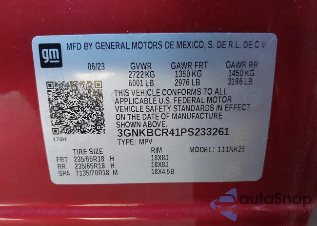 3GNKBCR41PS233261: 43926589