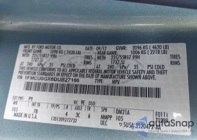 1FMCU0GX6DUB27186: 43926615