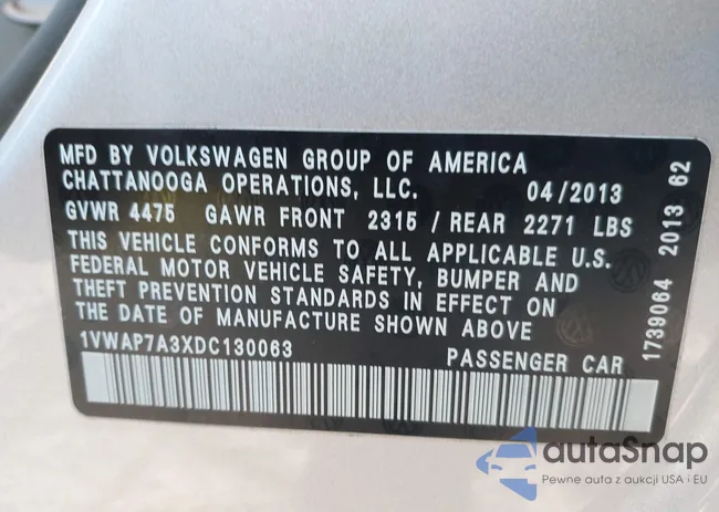 1VWAP7A3XDC130063: 43927778