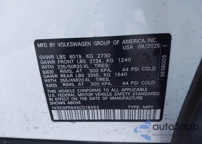 1V2DSPE84SC016852: 43927926