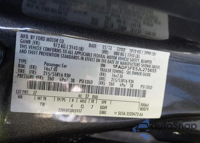 1FADP3FE5JL275855: 43927961