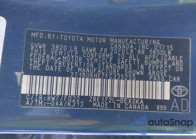2T1BURHE7FC335255: 43927962