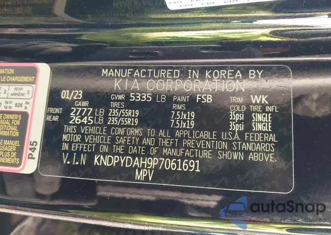 KNDPYDAH9P7061691: 43927987