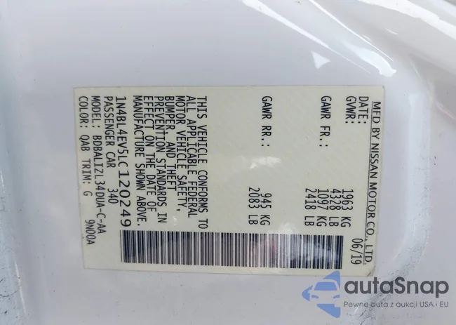 1N4BL4EV5LC120249: 43928015