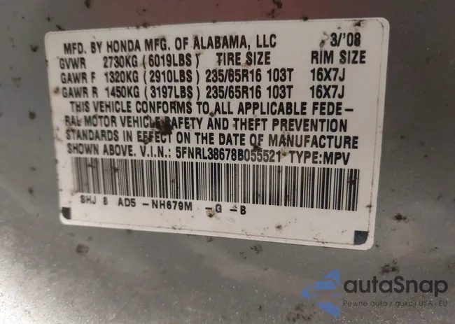 5FNRL38678B055521: 43928131