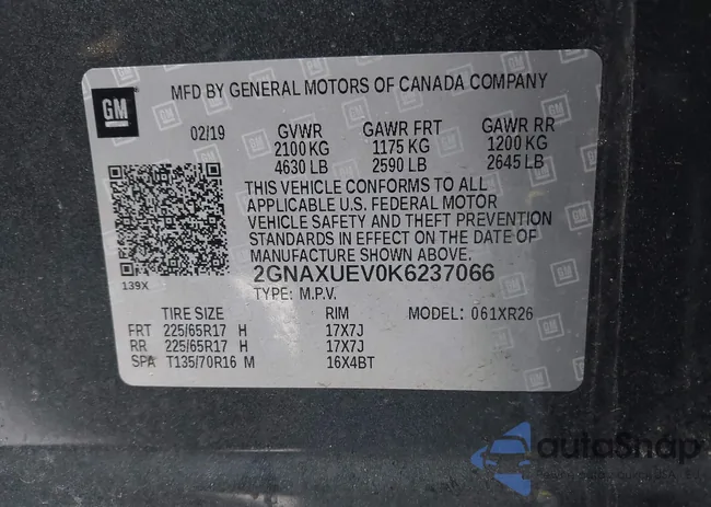 2GNAXUEV0K6237066: 43928168