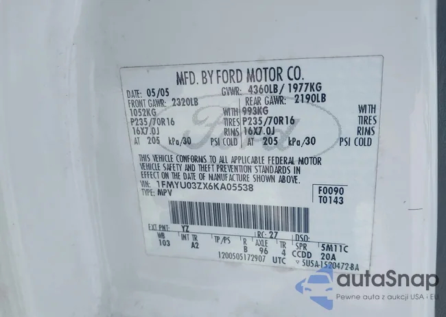 1FMYU03ZX6KA05538: 43928214